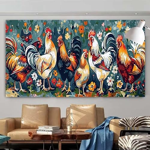 Diamond Painting Erwachsene Set,5D DIY Diamant Painting Bilder Huhn,Tier Full Diamant Malerei Cross Stitch Stickerei Set Anfänger,Diamant Painting für Geschenk Zuhause Wanddekoration 75x150cm X-285 von zcscgtrhe