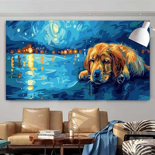 Diamond Painting Erwachsene Set,5D DIY Diamant Painting Bilder Hund,Niedlich Full Drill Diamant Malerei Cross Stitch Stickerei Set Anfänger,Diamant Painting Wanddekoration Geschenk 90x180cm X-165 von zcscgtrhe