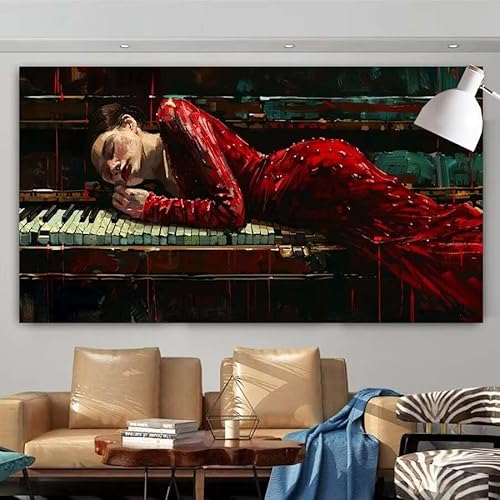 Diamond Painting Erwachsene Set,5D DIY Diamant Painting Bilder Klavier,Frau Full Diamant Malerei Cross Stitch Stickerei Set Anfänger,Diamant Painting Geschenk Zuhause Wanddekoration 20x40cm X-163 von zcscgtrhe