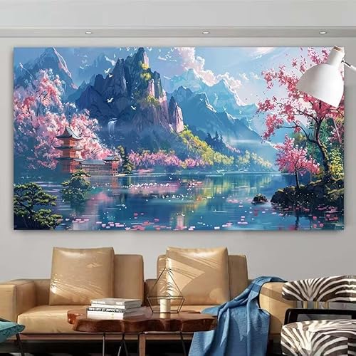 Diamond Painting Erwachsene Set,5D DIY Diamant Painting Bilder Landschaft,Blume Full Diamant Malerei Cross Stitch Stickerei Set Anfänger,Diamant Painting für Wanddekoration Geschenk 100x200cm X-123 von zcscgtrhe