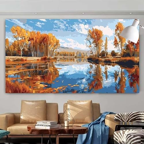 Diamond Painting Erwachsene Set,5D DIY Diamant Painting Bilder Landschaft,Herbst Full Diamant Malerei Cross Stitch Stickerei Set Anfänger,Diamant Painting für Wanddekoration Geschenk 20x40cm X-125 von zcscgtrhe