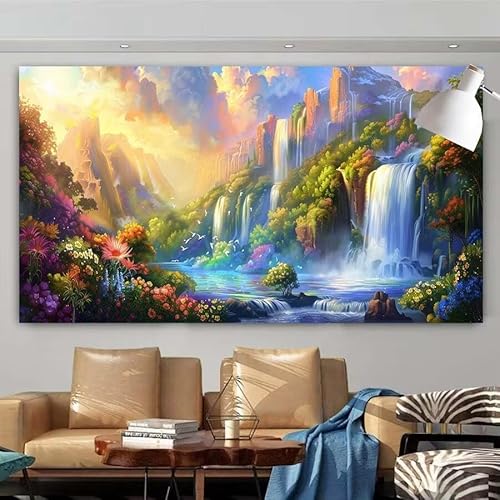 Diamond Painting Erwachsene Set,5D DIY Diamant Painting Bilder Landschaft,Wasserfall Full Diamant Malerei Cross Stitch Stickerei Set Anfänger,Diamant Painting Wanddekoration Geschenk 100x200cm X-151 von zcscgtrhe