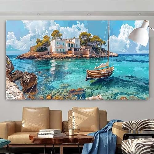 Diamond Painting Erwachsene Set,5D DIY Diamant Painting Bilder Meer,Insel Full Diamant Malerei Cross Stitch Stickerei Set Anfänger,Diamant Painting für Geschenk Zuhause Wanddekoration 40x80cm X-169 von zcscgtrhe