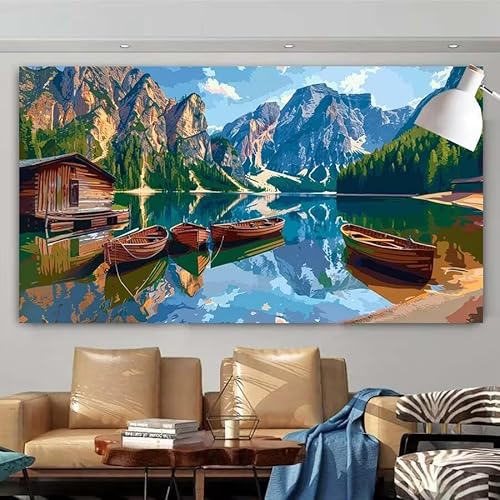 Diamond Painting Erwachsene Set,5D DIY Diamant Painting Bilder See,Haus Full Diamant Malerei Cross Stitch Stickerei Set Anfänger,Diamant Painting für Geschenk Zuhause Wanddekoration 90x180cm X-231 von zcscgtrhe