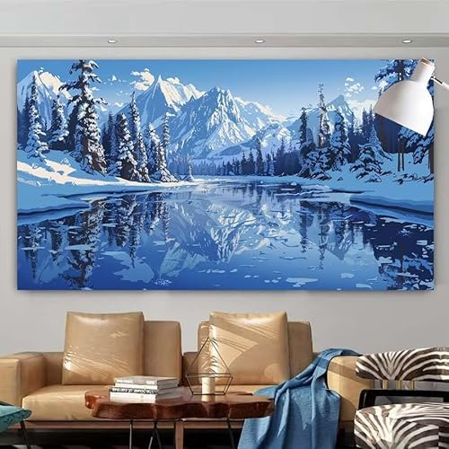 Diamond Painting Erwachsene Set,5D DIY Diamant Painting Bilder See,Winter Full Diamant Malerei Cross Stitch Stickerei Set Anfänger,Diamant Painting für Geschenk Zuhause Wanddekoration 90x180cm X-229 von zcscgtrhe