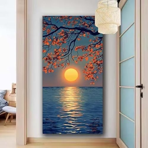 Diamond Painting Erwachsene Set,5D DIY Diamant Painting Bilder Sonnenuntergang,Meer Full Diamant Malerei Cross Stitch Stickerei Set Anfänger,Diamant Painting Wanddekoration Geschenk 100x200cm X-945 von zcscgtrhe