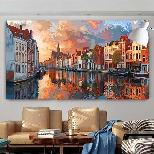 Diamond Painting Erwachsene Set,5D DIY Diamant Painting Bilder Stadt,Haus Full Diamant Malerei Cross Stitch Stickerei Set Anfänger,Diamant Painting für Geschenk Zuhause Wanddekoration 100x200cm X-5 von zcscgtrhe