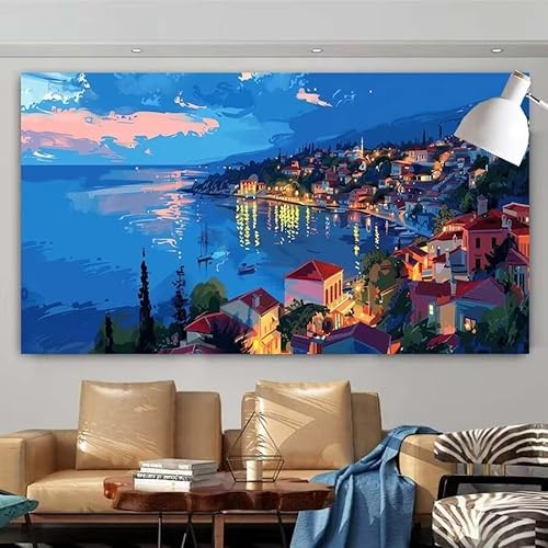 Diamond Painting Erwachsene Set,5D DIY Diamant Painting Bilder Stadt,Meer Full Diamant Malerei Cross Stitch Stickerei Set Anfänger,Diamant Painting für Geschenk Zuhause Wanddekoration 100x200cm X-13 von zcscgtrhe