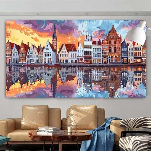 Diamond Painting Erwachsene Set,5D DIY Diamant Painting Bilder Städte,Sonnenuntergang Full Diamant Malerei Cross Stitch Stickerei Set Anfänger,Diamant Painting Wanddekoration Geschenk 100x200cm X-19 von zcscgtrhe