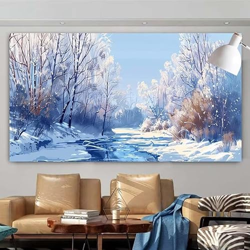 Diamond Painting Erwachsene Set,5D DIY Diamant Painting Bilder Winter,Fluss Full Diamant Malerei Cross Stitch Stickerei Set Anfänger,Diamant Painting Geschenk Zuhause Wanddekoration 100x200cm X-81 von zcscgtrhe