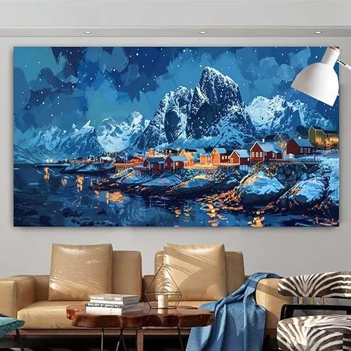 Diamond Painting Erwachsene Set,5D DIY Diamant Painting Bilder Winter,Stadt Full Diamant Malerei Cross Stitch Stickerei Set Anfänger,Diamant Painting Geschenk Zuhause Wanddekoration 50x100cm X-75 von zcscgtrhe