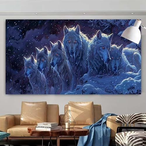 Diamond Painting Erwachsene Set,5D DIY Diamant Painting Bilder Winter,Wolf Full Diamant Malerei Cross Stitch Stickerei Set Anfänger,Diamant Painting Geschenk Zuhause Wanddekoration 100x200cm X-87 von zcscgtrhe