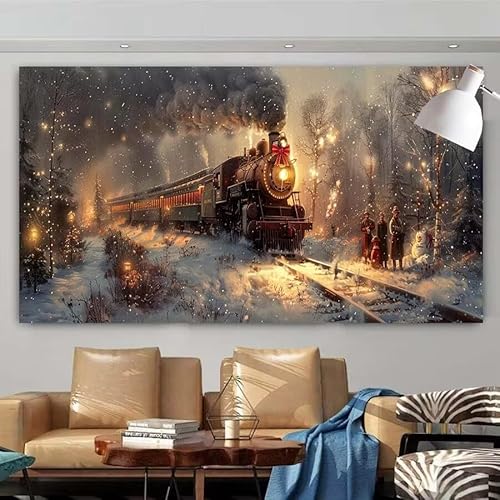 Diamond Painting Erwachsene Set,5D DIY Diamant Painting Bilder Winter,Zug Full Diamant Malerei Cross Stitch Stickerei Set Anfänger,Diamant Painting für Geschenk Zuhause Wanddekoration 100x200cm X-85 von zcscgtrhe