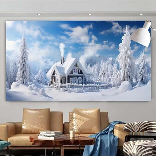 Diamond Painting Erwachsene Set,5D DIY Diamant Painting Bilder Winter,verschneite Hütte Full Diamant Malerei Cross Stitch Stickerei Set Anfänger,Diamant Painting Wanddekoration Geschenk 20x40cm X-99 von zcscgtrhe