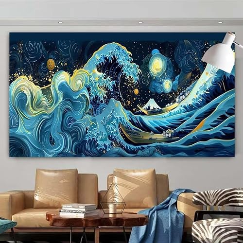 Diamond Painting Erwachsene Set,5D Diamant Painting Bilder Abstrakt,Landschaft Full Diamant Malerei Cross Stitch Stickerei Set Anfänger,Diamant Painting Geschenk Zuhause Wanddekoration 70x140cm X-35 von zcscgtrhe