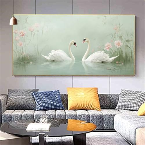 Diamond Painting Schwan Diamond Painting Erwachsene,Diamant Painting Bilder Paar DIY Vollbohrer Crystal Art,Diamond Painting Set für Aesthetic Room Decor Personalisierte Geschenke 100x200cm Z713 von zcscgtrhe