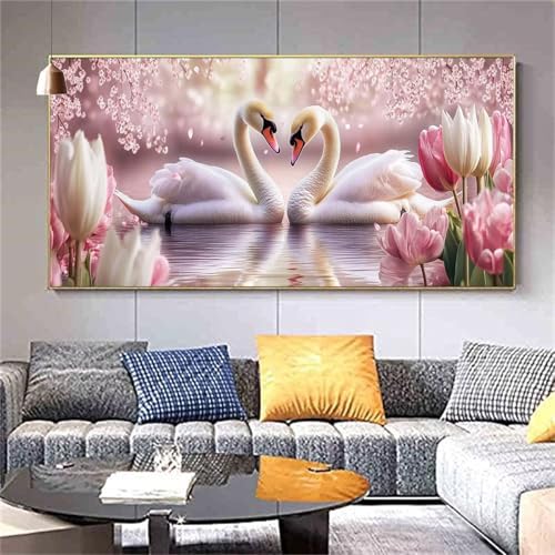 Diamond Painting Schwan Diamond Painting Erwachsene,Diamant Painting Bilder Paar DIY Vollbohrer Crystal Art Bastelset,Diamond Painting Set Aesthetic Room Decor Personalisierte Geschenke 20x50cm Z715 von zcscgtrhe