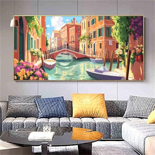 Diamond Painting Stadt Diamond Painting Erwachsene,Diamant Painting Bilder Venedig DIY Vollbohrer Crystal Art Kits,Diamond Painting Set für Aesthetic Room Decor Personalisierte Geschenke 100x200cm Z21 von zcscgtrhe