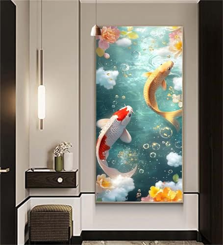 Diamond Painting Tiere Diamond Painting Erwachsene,Diamant Painting Bilder Koi DIY Vollbohrer Crystal Art Bastelset,Diamond Painting Set Aesthetic Room Decor Personalisierte Geschenke 100x200cm Z967 von zcscgtrhe