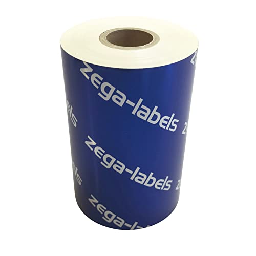 zega-labels Thermotransfer Farbband WEISS 110 mm x 300 m - zega color xtreme (Harz Kratzfest) - Farbseite AUSSEN - für PE-/PP-/PET-Folie Polyesterfolie - 1 Zoll Kern Ø 25 mm für Zebra ZT-Serie/ZD421T von zega-labels