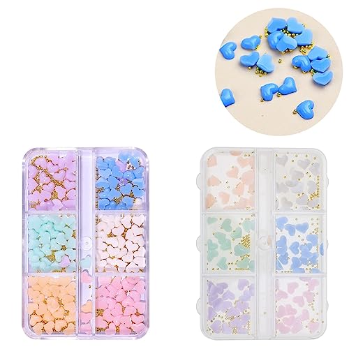 Zeizafa Nail Art, AB Rose Flower Nail Charms 3D für Butterfly Bow Nail Charms Heart Nail Rhinestones für Nail Art Jewelry DIY Craft Wedding von zeizafa