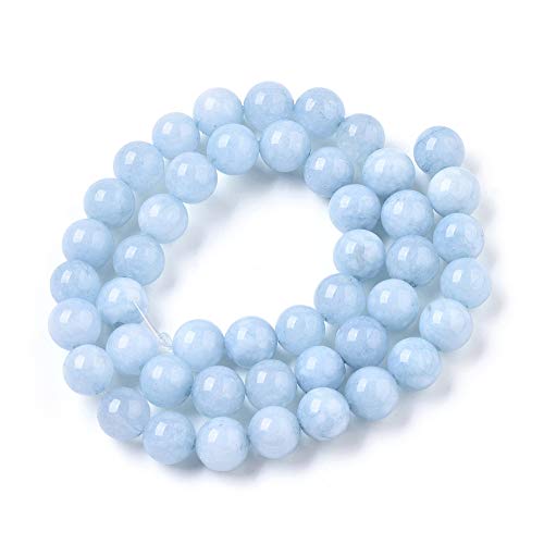 ZEMRIO 10mm natürliche Aquamarin Edelsteinperlen Lose Stein runde Perlen für Schmuckherstellung DIY Armband Halskette Perlen (Aquamarin, 10mm) von zemrio