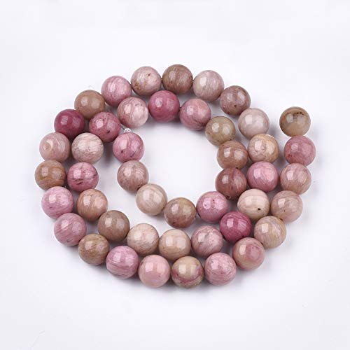 ZEMRIO 8mm natürliche Rhodochrosit Edelsteinperlen Lose Stein runde Perlen für Schmuckherstellung DIY Armband Halskette Perlen (Rhodochrosit, 8mm) von zemrio