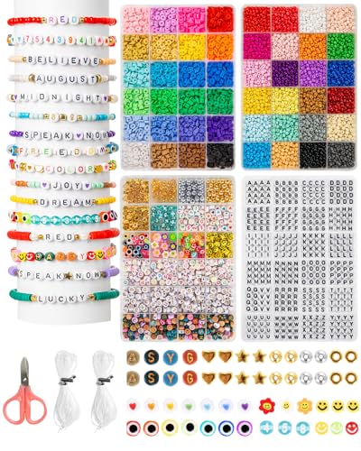 ZENMAG Perlen Für Armbänder, 4 Boxen 48 Farben 4mm Bunte Perlen Für Armbänder & 6mm Tonperlen,1480 Buchstabenperlen, Perlen Armbänder Selber Machen, Armband-Bastelset für Geschenke & Partys von zenmag