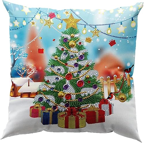 zeyunty 5D Diamond Painting Kissenbezug, DIY Diamamt Malerei Kissenhülle Weihnachten Set, Harz Malerei Kit Sofa Deko Weihnachtsdeko Kopfkissenbezug 30x30cm (03) von zeyunty