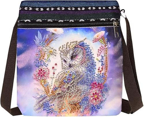 zeyunty 5D Diamond Painting Tasche Umhängetasche, Diamond Painting Schultertasche, DIY Handtasche Einkaufstasche Wiederverwendbar Organizer Tasche (05) von zeyunty