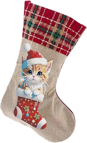 zeyunty 5D Diamond Painting Weihnachtsstrumpf Weihnachtssocken Set, DIY Diamond Painting Weihnachten Deko Socken Weihnachtsdeko Geschenktasche Party Deko (I) von zeyunty