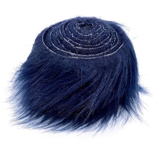 Plüschstoff Meterware, Furry Faux Precut Strips 2x60 Zoll Faux Fur Langhaarplüsch Zum Basteln, Kunstleder Plüsch Pelz Fell Stoff Fluffy Craft Plüschstoff Fur Beard Santa Hair (Navy blau,1) von zhangxiaomin