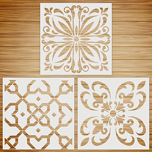 3 Packs Wandfliesen Schablonen Boden Fliesen Schablone Wiederverwendbare Buchstaben Schablone Vintage Stencils Set Diy Malerei Vorlage Zubehör Für Bodenmöbel Gemälde Wand Textilgestaltung von zhibeisai