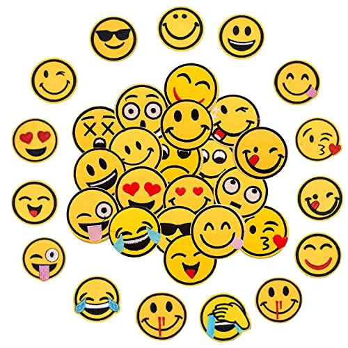 zhongguoqiaomao 52 Stück Emoji Patches zum Aufbügeln Aufnäher Sticker Applikationen Nähen Oder Aufbügeln DIY Kleidung Aufkleber für Jackets Hut Jeans Schuhe und Hüte Kissen 26 Emoji-Expression von zhongguoqiaomao