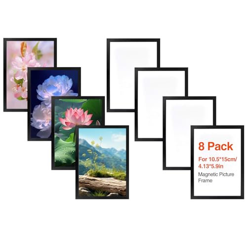 zhongko 14.8*10.5CM Diamond Painting Rahmen 8Pcs Bilderrahmen Selbstklebend mit Selbstklebender Rückseite Magnetrahmen Magnet Bilderrahmen für Gemälde, Fotos, Aushänge, Urkunden (8Pcs-14.8*10.5cm) von zhongko