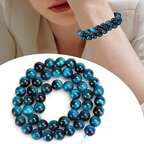 zhuolong Edelsteine Energie-Perlen, 48 Stück, blaue Perlen, Natursteine, rund, Tigerauge, Perlen für die Herstellung von Schmuck, Basteln, Handwerk, Armband, Ohrring, Halskette (8 mm) von zhuolong