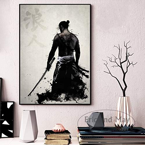 zhuziji DIY Malen nach Zahlen Samurai japanische Anime Art Mode malen nach Zahlen Erwachsene Mit Pinsel und Acrylfarbe Erwachsenenfarbe nach Zahlen Kits Kunstwerk Geeig50x70cm(Kein Rahmen) von zhuziji