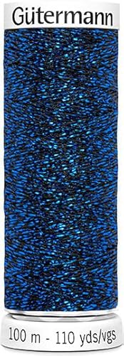 Gütermann- Sparkly Metalleffektfaden- (1x 100m) in 6 Farben für glitzernde Zierstiche und Nähte (9913 - Blau) von zickzacknaehmaschine