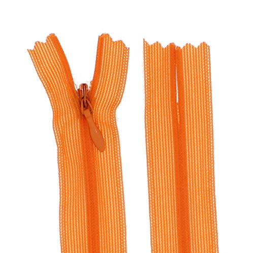 zipworld Reißverschluss Nahtverdeckt Verdeckte Nylon Reißverschlüsse Nicht-teilbar 3mm (orange - 157, 60cm) von zipworld