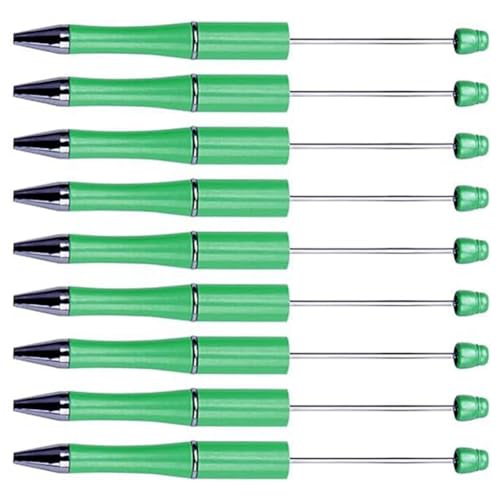 ziyuan 20 Stück DIY Perlen Stifte Drehbare Kunststoff Perlen Kugelschreiber Schaft für DIY Stift Dekoration Supplies Büro Schule Einfach zu bedienen 14 cm (Grün) von ziyuan