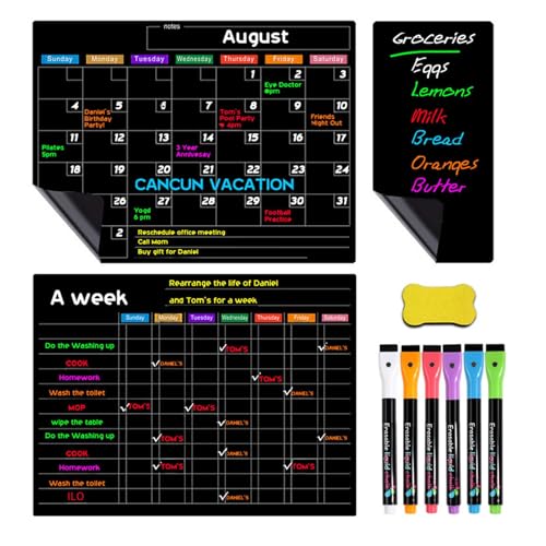 Magnetischer Kalender für Kühlschrank, Monatsplaner, wiederverwendbar, für Kühlschrank, Acryl-Planer, trocken abwischbar, mit Markern und Radiergummi von znutc