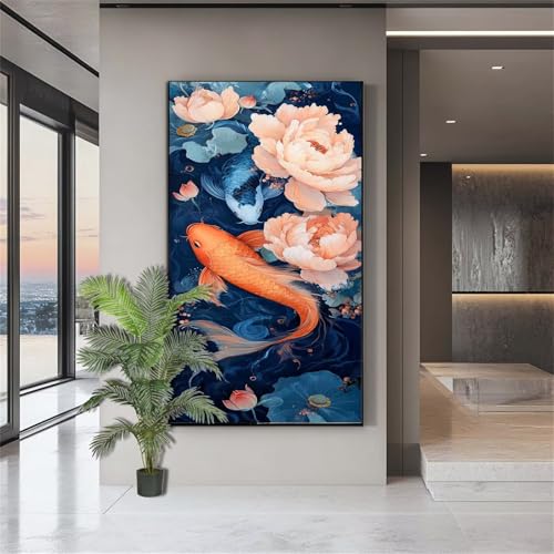 Diamond Painting Blume Diamond Painting Erwachsene Koi Diamant Kunst Malerei Bilder Kinder ab 10 Jahre DIY 5D Full Crystal Art Diamant Malerei Set Deko Schlafzimmer Geschenke für Frauen 100x200cm J635 von zohjlinwq