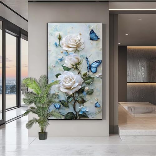 Diamond Painting Blumen Diamond Painting Erwachsene Schmetterlinge Diamant Kunst Malerei Bilder Kinder ab 10 Jahre Crystal Art Diamant Malerei Set Deko Schlafzimmer Geschenke für Frauen 80x200cm J633 von zohjlinwq