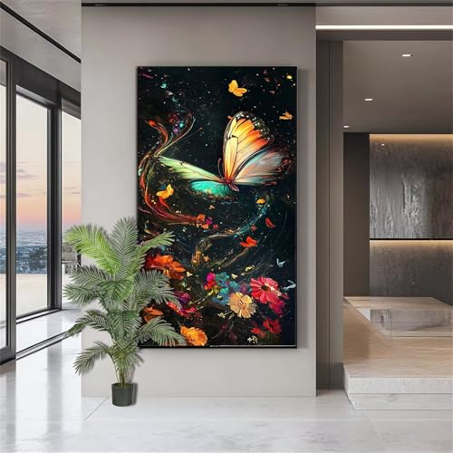 Diamond Painting Blumen Diamond Painting Erwachsene Schmetterlinge Diamant Kunst Malerei Bilder Kinder ab 10 Jahre Crystal Art Diamant Malerei Set Deko Schlafzimmer Geschenke für Frauen 90x180cm J631 von zohjlinwq