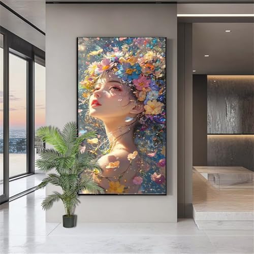 Diamond Painting Erwachsene Groß,Diamond Painting Blumen Diamant Kunst Malerei Bilder Frauen 5D Diamant Kunst Malerei Kinder,Crystal Art Bilder Set Deko Aesthetic Geschenk für Frauen 100x200cm J654 von zohjlinwq