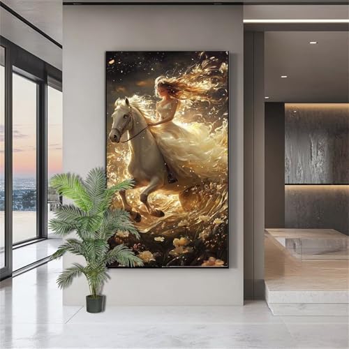 Diamond Painting Erwachsene Groß,Diamond Painting Frau Diamant Kunst Malerei Bilder Pferd 5D Diamant Kunst Malerei Kinder,Crystal Art Bilder Set Deko Aesthetic Geschenk für Frauen 20x50cm J832 von zohjlinwq