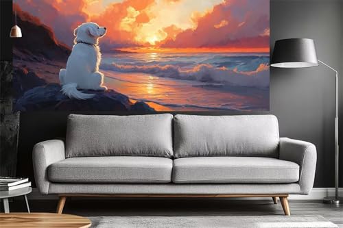 Diamond Painting Erwachsene Groß,Diamond Painting Hund Diamant Kunst Malerei Bilder Sonnenuntergang 5D Diamant Kunst Malerei Kinder,Crystal Art Bilder Deko Aesthetic Geschenk für Frauen 100x200cm J142 von zohjlinwq