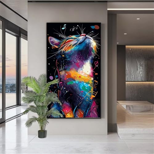 Diamond Painting Erwachsene Groß,Diamond Painting Katze Diamant Kunst Malerei Bilder Niedlich 5D Diamant Kunst Malerei Kinder,Crystal Art Bilder Set Deko Aesthetic Geschenk für Frauen 80x200cm J780 von zohjlinwq