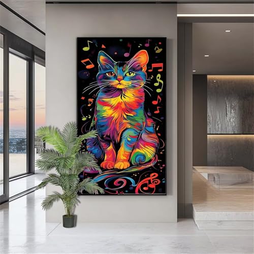 Diamond Painting Erwachsene Groß,Diamond Painting Katze Diamant Kunst Malerei Bilder Niedlich 5D Diamant Kunst Malerei Kinder,Crystal Art Bilder Set Deko Aesthetic Geschenk für Frauen 90x180cm J776 von zohjlinwq