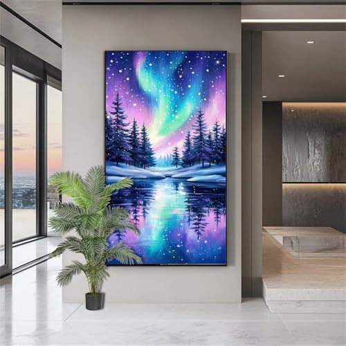 Diamond Painting Erwachsene Groß,Diamond Painting Landschaft Diamant Kunst Malerei Bilder Aurora 5D DIY Diamant Malerei Kinder,Crystal Art Bilder Set Deko Aesthetic Geschenk für Frauen 100x200cm J708 von zohjlinwq